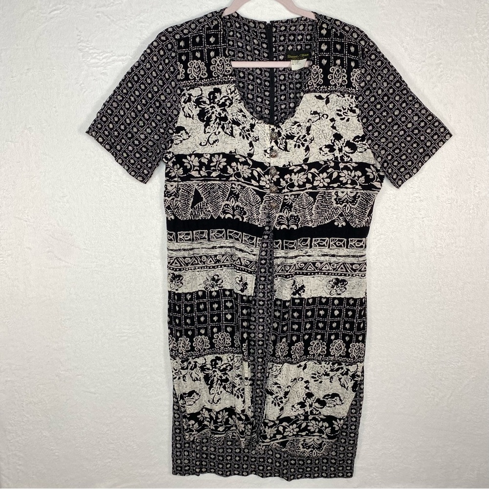Vintage Stuart Alan floral print boho secretary garden party midi‎ dress
